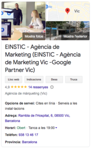 Perfil d'Empresa a Google - Einstic