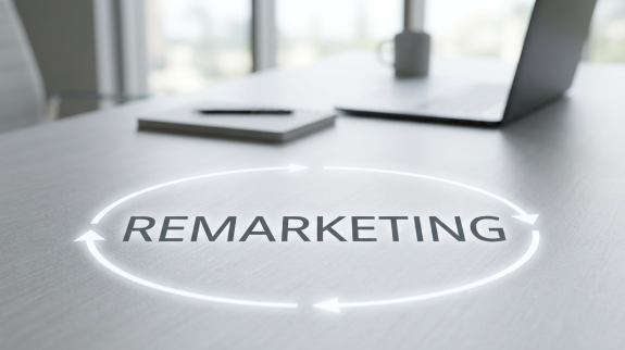 Remarketing en màrqueting digital Concepte de remarketing amb text sobre taula i estratègia de màrqueting digital